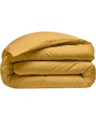 Housse de Couette 100% Percale de Coton - Finition Bouteille 40cm jaune moutarde