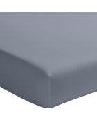 Drap Housse uni 100% Percale de Coton - Bonnet 30 cm bleu forever