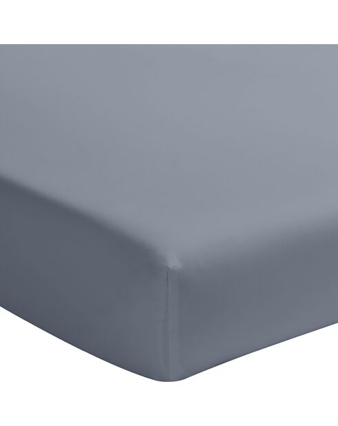 Drap Housse uni 100% Percale de Coton - Bonnet 30 cm bleu forever