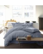 Drap Housse uni 100% Percale de Coton - Bonnet 30 cm bleu forever