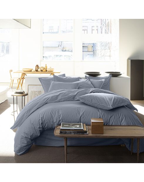 Housse de Couette 100% Percale de Coton - Finition Bouteille 40cm bleu forever
