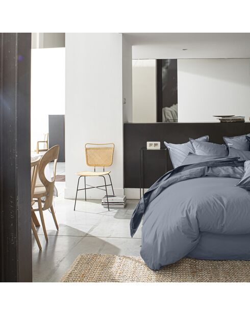 Housse de Couette 100% Percale de Coton - Finition Bouteille 40cm bleu forever