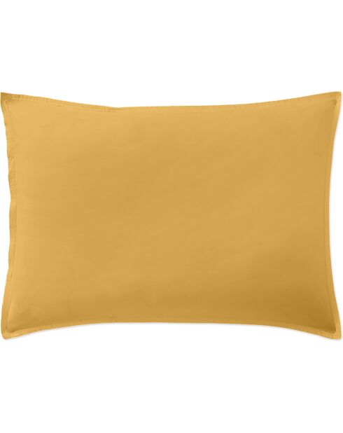 Taie D'oreiller 100% Percale de Coton jaune moutarde