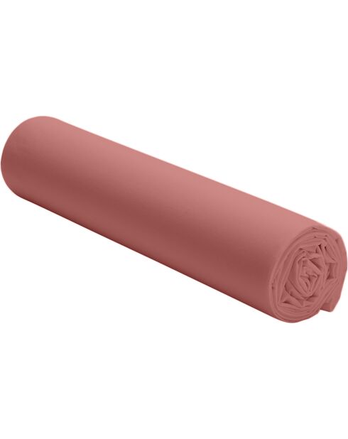 Drap Housse uni 100% Percale de Coton - Bonnet 30 cm vieux rose