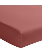 Drap Housse uni 100% Percale de Coton - Bonnet 30 cm vieux rose