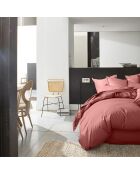 Housse de Couette 100% Percale de Coton - Finition Bouteille 40cm vieux rose