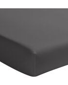 Drap Housse uni 100% Percale de Coton - Bonnet 30 cm gris magnet