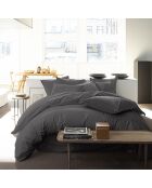 Drap Housse uni 100% Percale de Coton - Bonnet 30 cm gris magnet