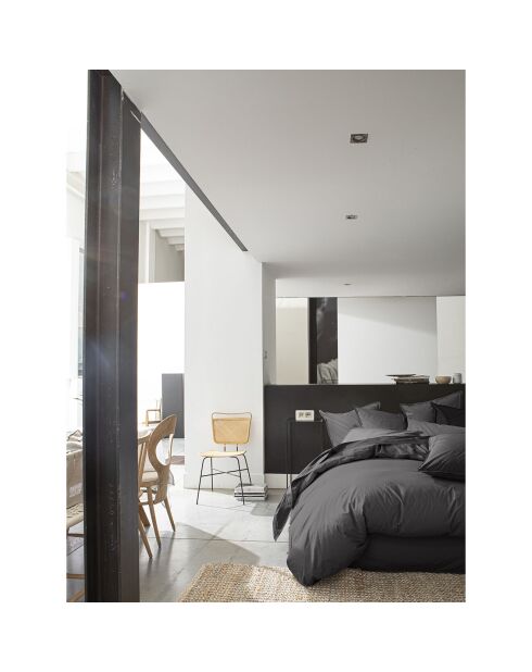 Housse de Couette 100% Percale de Coton - Finition Bouteille 40cm gris magnet