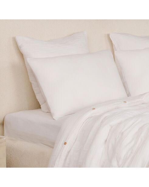 Funda de almohada de gasa de algodón 100% blanco puro lavado