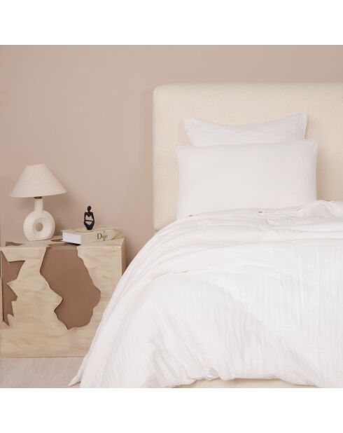 Funda de almohada de gasa de algodón 100% blanco puro lavado