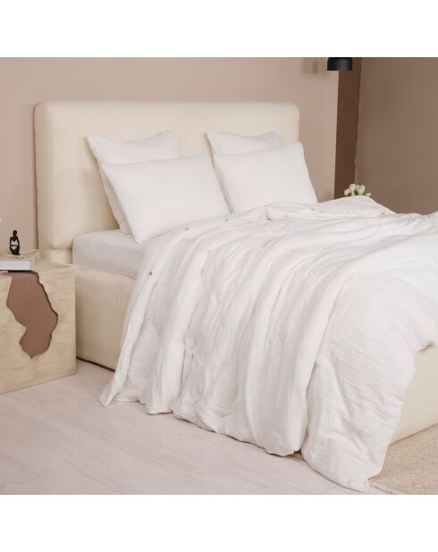 Funda de almohada de gasa de algodón 100% blanco puro lavado