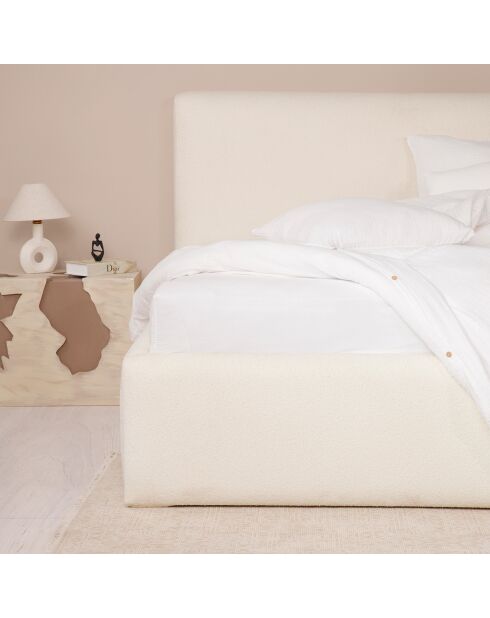 Drap Housse 100% Gaze de Coton Lavé - Bonnet 30 cm  blanc pur