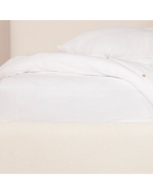 Drap Housse 100% Gaze de Coton Lavé - Bonnet 30 cm  blanc pur
