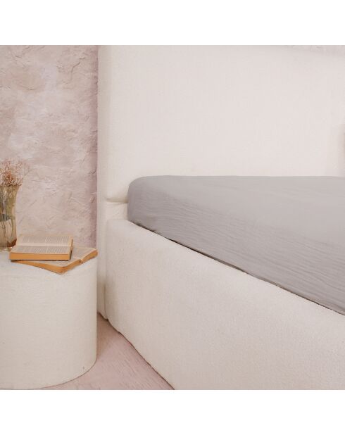 Drap Housse 100% Gaze de Coton Lavé - Bonnet 30 cm  gris glacier