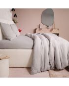 Drap Housse 100% Gaze de Coton Lavé - Bonnet 30 cm  gris glacier