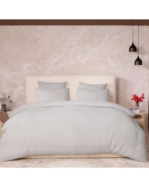 Housse de Couette 100% Gaze de Coton Lavé gris glacier
