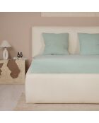 Drap Housse 100% Gaze de Coton Lavé - Bonnet 30 cm  vert givrée