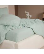 Drap Housse 100% Gaze de Coton Lavé - Bonnet 30 cm  vert givrée