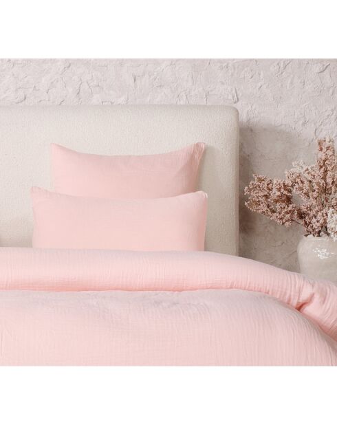 Taie D'oreiller 100% Gaze de Coton Lavé rose lotus
