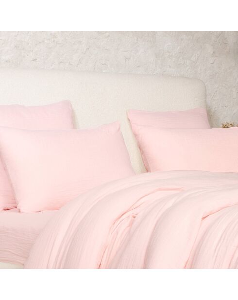 Taie D'oreiller 100% Gaze de Coton Lavé rose lotus