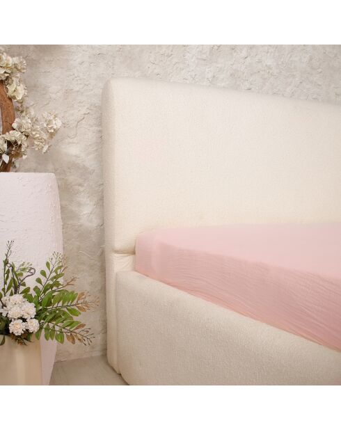 Drap Housse 100% Gaze de Coton Lavé - Bonnet 30 cm  rose lotus