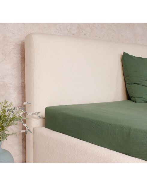 Drap Housse 100% Gaze de Coton Lavé - Bonnet 30 cm  vert cèdre