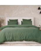 Housse de Couette 100% Gaze de Coton Lavé vert cèdre
