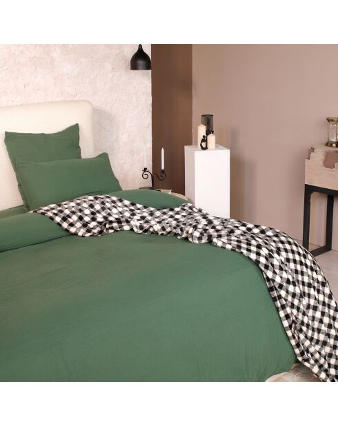 Housse de Couette 100% Gaze de Coton Lavé vert cèdre