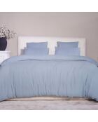 Drap Housse 100% Gaze de Coton Lavé - Bonnet 30 cm  bleu givrée