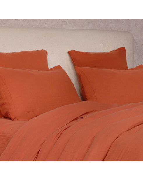 Taie D'oreiller 100% Gaze de Coton Lavé safran mineral|safran