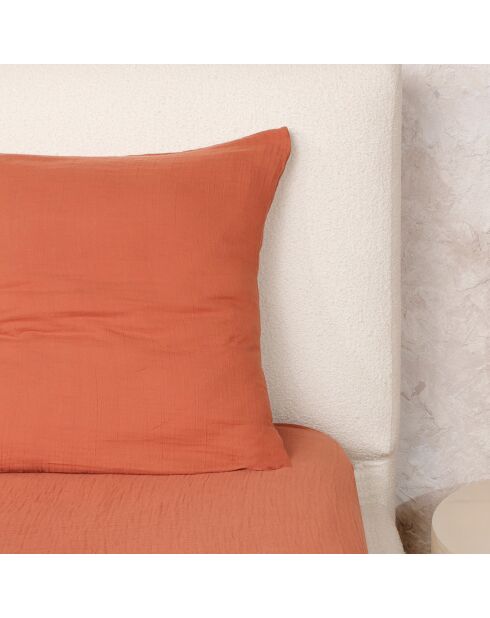 Taie D'oreiller 100% Gaze de Coton Lavé safran mineral|safran