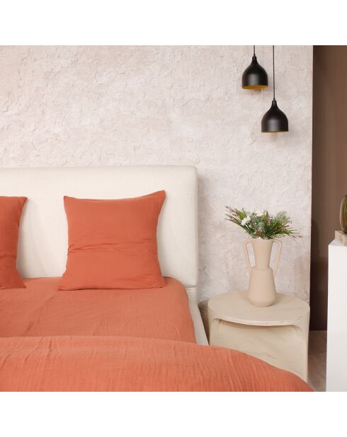 Drap Housse 100% Gaze de Coton Lavé - Bonnet 30 cm  safran mineral|safran