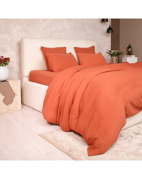 Housse de Couette 100% Gaze de Coton Lavé safran mineral