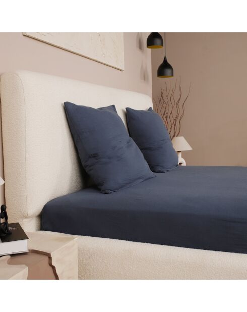 Drap Housse 100% Gaze de Coton Lavé - Bonnet 30 cm  bleu petrole