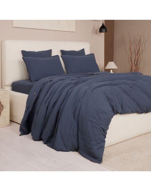 Housse de Couette 100% Gaze de Coton Lavé bleu petrole