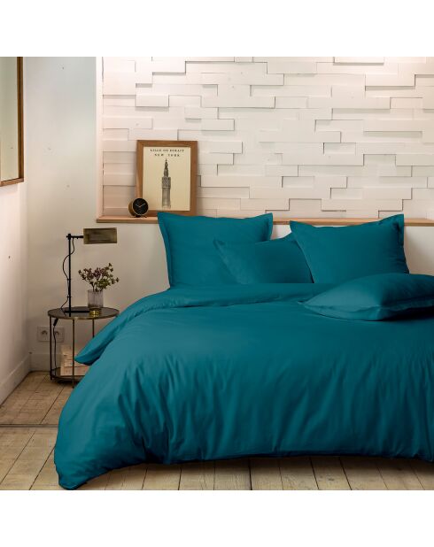 Parure Housse de Couette Percale de Coton vert