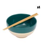 4 Bols Baguettes Funky émeraude/beige - D.16x8.5 cm