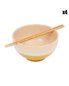 4 Bols Baguettes Funky beige/moutarde - D.16x8.5 cm