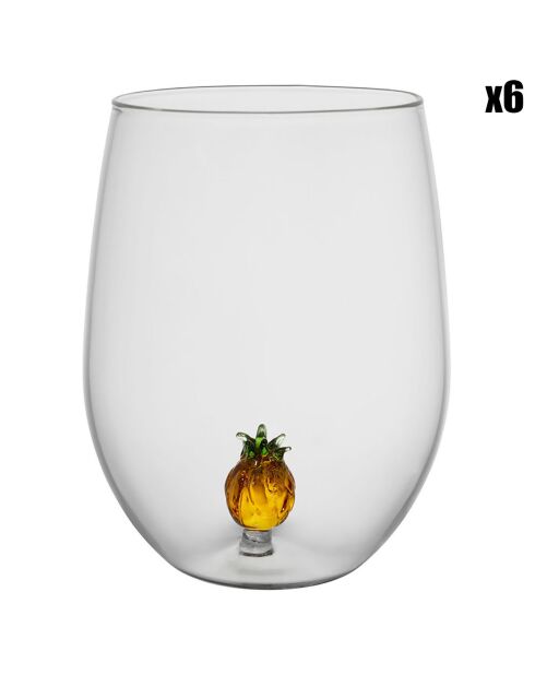 6 Colorea bruin/groene ananasbekers - 60 cl