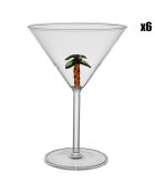 6 Verres à Pied Palm brun/vert - 25cl