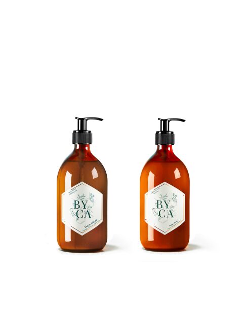 Duo de Savon exfoliant et Lait pour le corps - Flacons verre 480ml - Senteur Thym citron