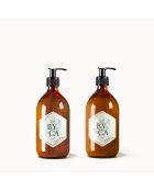 Duo Crème velours et Savon exfoliant - Flacons en verre 480ml - Senteur Bergamote et Thym citron