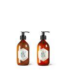Duo de Savon exfoliant et Shampoing - Flacons verre 280ml - Senteur Bois de cadier