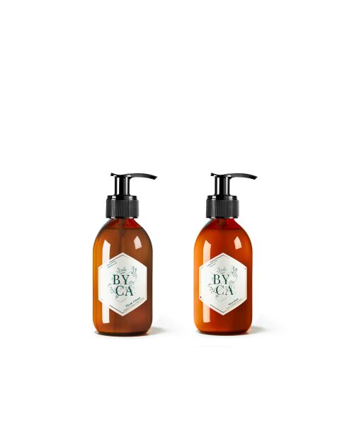 Duo de Savon exfoliant et Lait pour le corps - Flacons verre 280ml - Senteur Thym citron