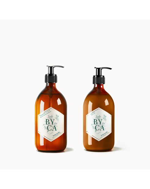 Duo Gel Lavant Sans Rincage & Crème Velours Flacon Verre 480ml - Senteur Petit Grain