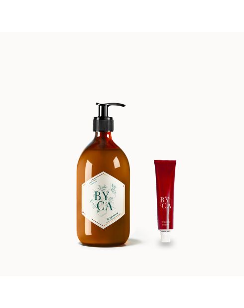 Fluweelcrème duo - glazen fles van 480 ml en tube van 30 ml - Bergamotgeur