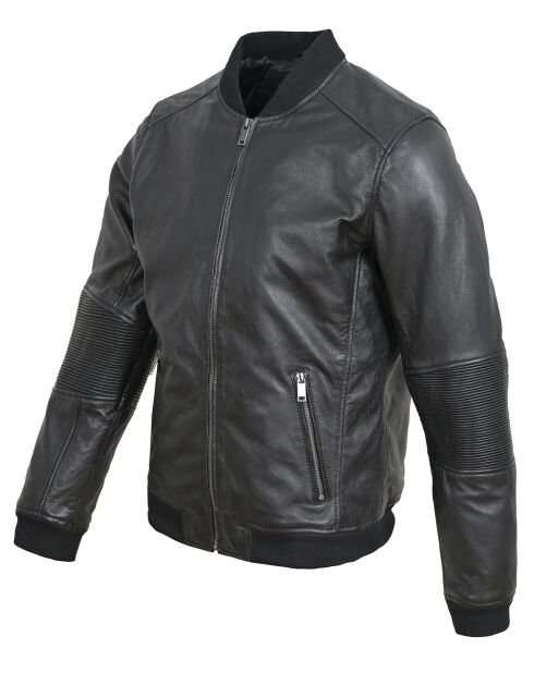 Bombers en Cuir Blois noir