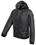 Veste en Cuir à capuche Bruz noire