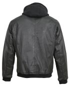 Veste en Cuir à capuche Bruz noire